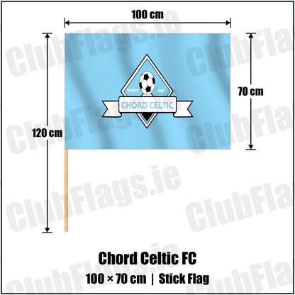 Chord Celtic FC 70cm x 100cm Stick Flag with the club crest and colours, Meath Football - ClubFlags.ie