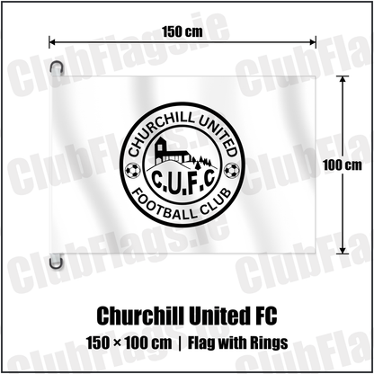 Churchill United FC 150cm x 100cm Flag Pole Flag with Rings with the club crest and colours, Derry Football - ClubFlags.ie