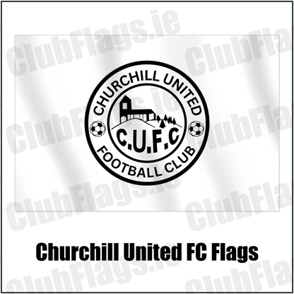 Churchill United FC Flags with the club crest and colours, Derry Football - ClubFlags.ie