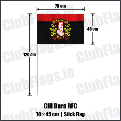 Cill Dara RFC 45cm x 70cm Stick Flag with the verified club crest and colours, Kildare Rugby - ClubFlags.ie