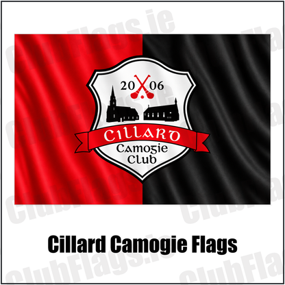 Cillard Camogie Flags with the club crest and colours, Kerry GAA - ClubFlags.ie