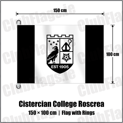 Cistercian College Roscrea 150cm x 100cm Flag Pole Flag with Rings with the club crest and colours, Offaly Rugby - ClubFlags.ie