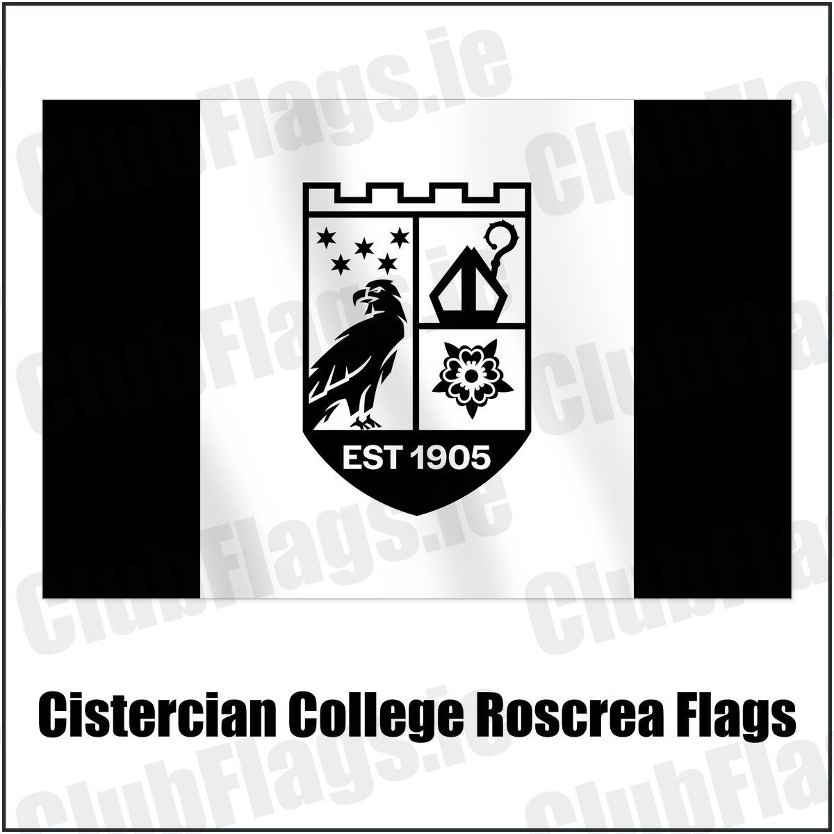 Cistercian College Roscrea Flags with the club crest and colours, Offaly Rugby - ClubFlags.ie