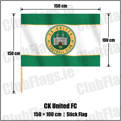 CK United FC 100cm x 150cm Stick Flag with the club crest and colours, Carlow Football - ClubFlags.ie