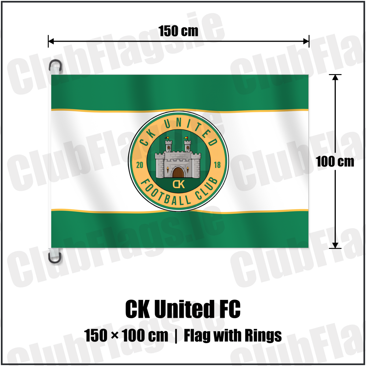 CK United FC 150cm x 100cm Flag Pole Flag with Rings with the club crest and colours, Carlow Football - ClubFlags.ie