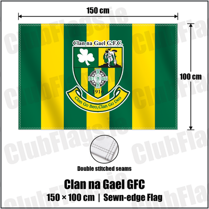 Clan na Gael GFC 100cm x 150cm Flag (sewn on the edges) with the club crest and colours, Louth GAA - ClubFlags.ie