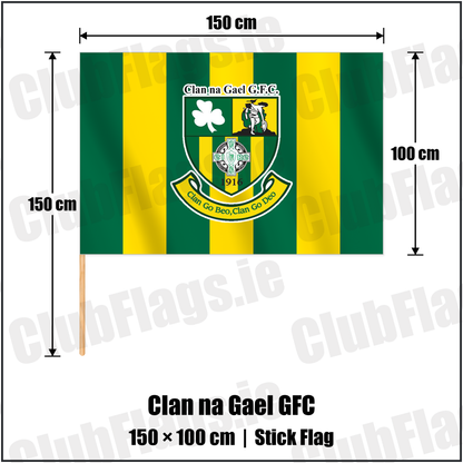 Clan na Gael GFC 100cm x 150cm Stick Flag with the club crest and colours, Louth GAA - ClubFlags.ie