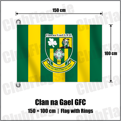 Clan na Gael GFC 150cm x 100cm Flag Pole Flag with Rings with the club crest and colours, Louth GAA - ClubFlags.ie