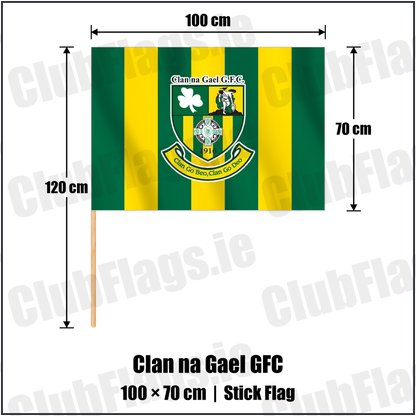 Clan na Gael GFC 70cm x 100cm Stick Flag with the club crest and colours, Louth GAA - ClubFlags.ie