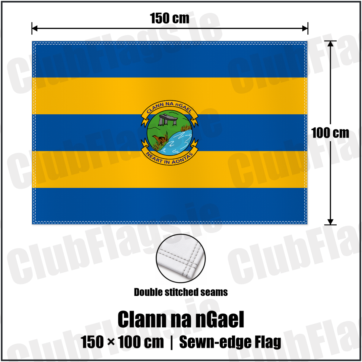 Clann na nGael 100cm x 150cm Flag (sewn on the edges) with the club crest and colours, Roscommon GAA - ClubFlags.ie