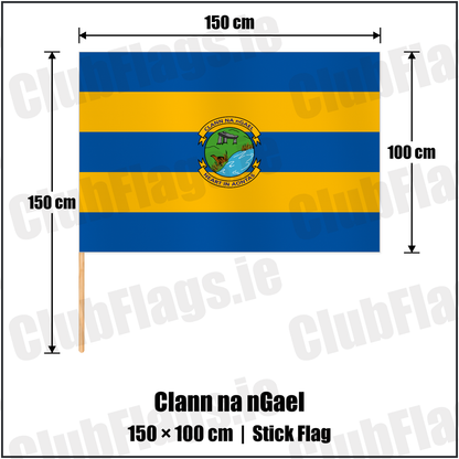 Clann na nGael 100cm x 150cm Stick Flag with the club crest and colours, Roscommon GAA - ClubFlags.ie