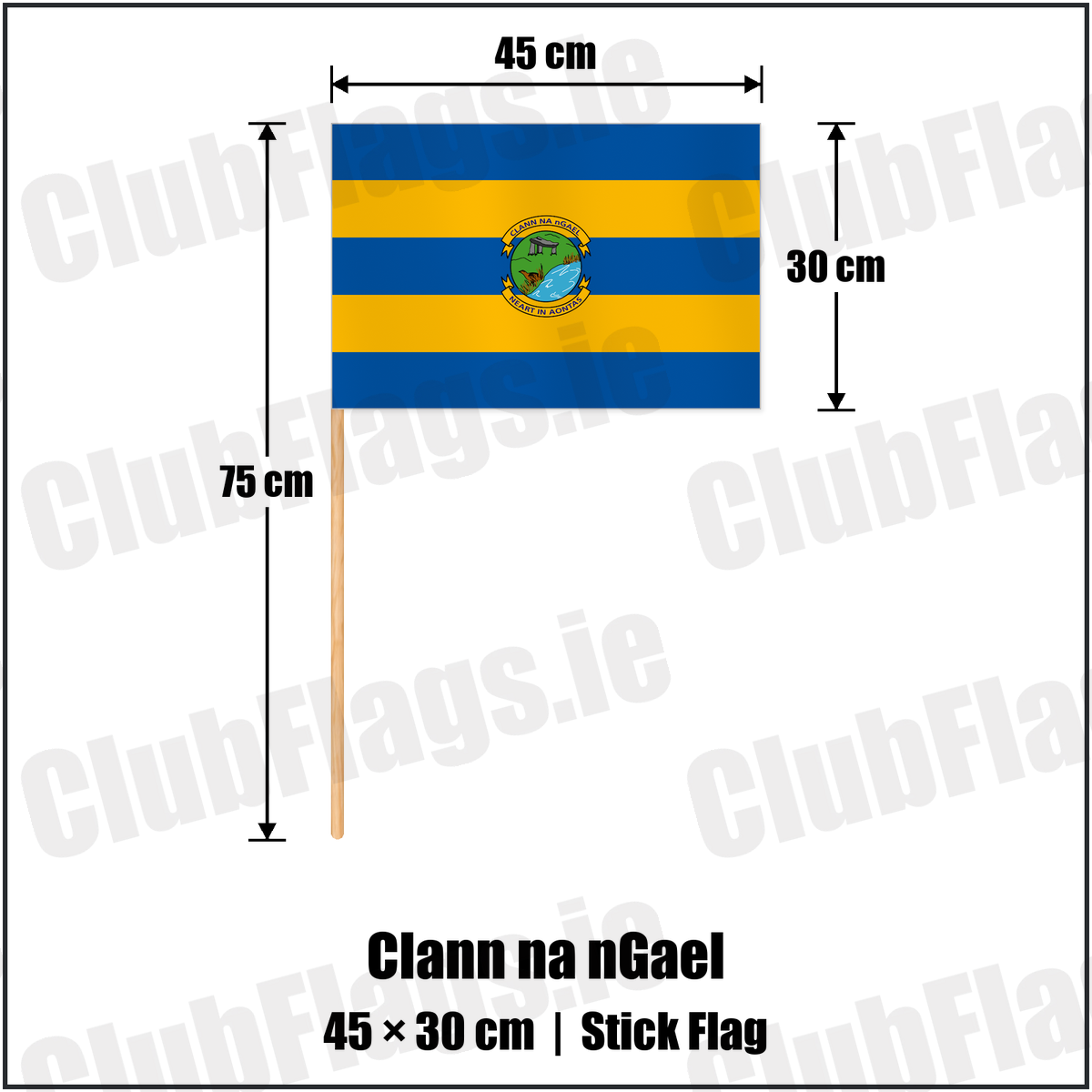 Clann na nGael 30cm x 45cm Stick Flag with the club crest and colours, Roscommon GAA - ClubFlags.ie