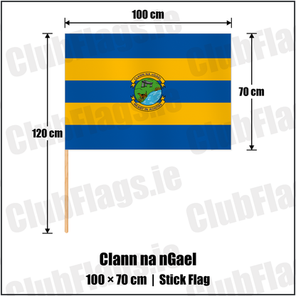 Clann na nGael 70cm x 100cm Stick Flag with the club crest and colours, Roscommon GAA - ClubFlags.ie