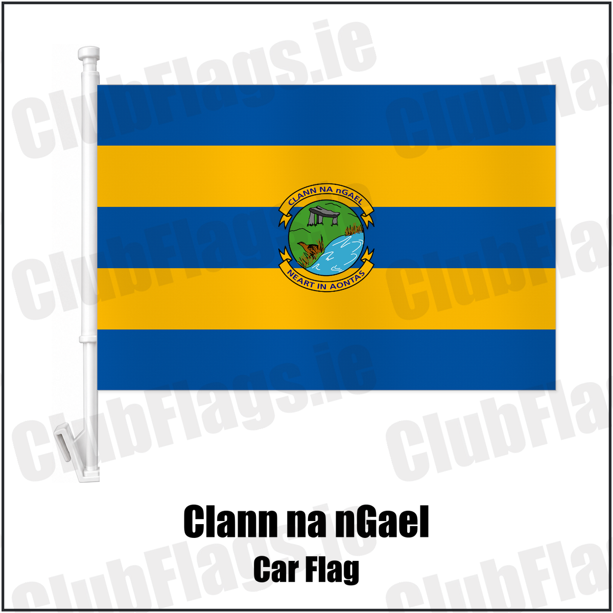 Clann na nGael Car Flag with the club crest and colours, Roscommon GAA - ClubFlags.ie