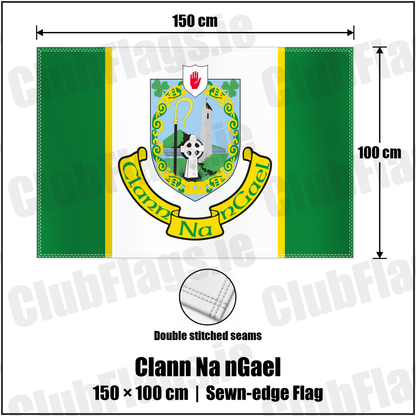 Clann Na nGael 100cm x 150cm Flag (sewn on the edges) with the club crest and colours, Tyrone GAA - ClubFlags.ie