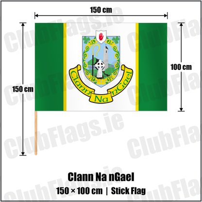 Clann Na nGael 100cm x 150cm Stick Flag with the club crest and colours, Tyrone GAA - ClubFlags.ie