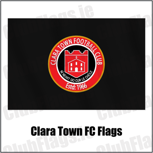 Clara Town FC Flags with the club crest and colours, Offaly Football - ClubFlags.ie