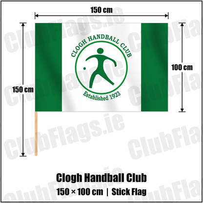 Clogh Handball Club 100cm x 150cm Stick Flag with the club crest and colours, Kilkenny GAA - ClubFlags.ie
