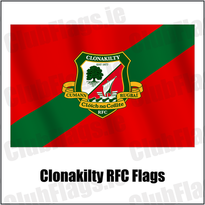 Clonakilty RFC Flags with the club crest and colours, Cork Rugby - ClubFlags.ie