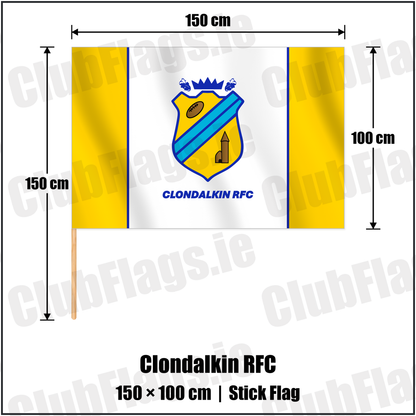 Clondalkin RFC 100cm x 150cm Stick Flag with the club crest and colours, Dublin Rugby - ClubFlags.ie