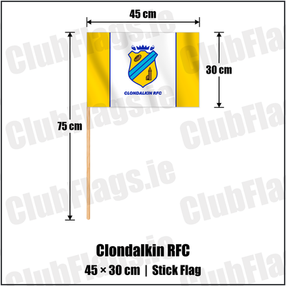 Clondalkin RFC 30cm x 45cm Stick Flag with the club crest and colours, Dublin Rugby - ClubFlags.ie