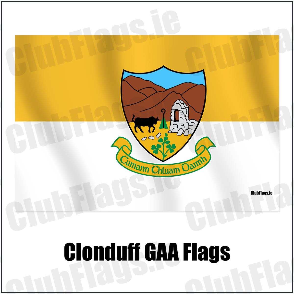 Clonduff GAA Flags with the verified club crest and colours, Down GAA - ClubFlags.ie