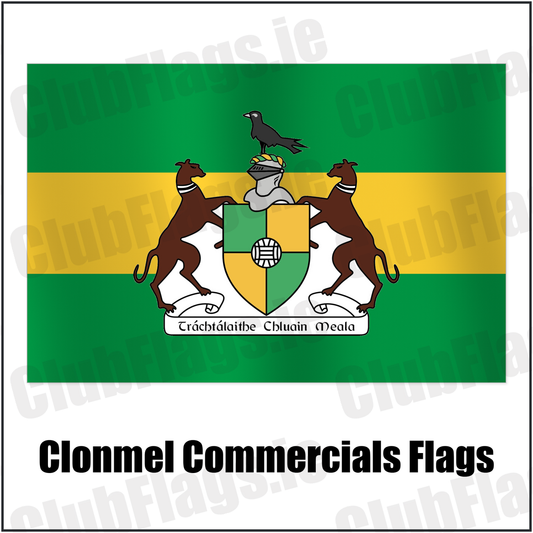 Clonmel Commercials Flags with the club crest and colours, Tipperary GAA - ClubFlags.ie