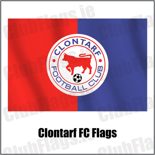 Clontarf FC Flags with the club crest and colours, Dublin Football - ClubFlags.ie