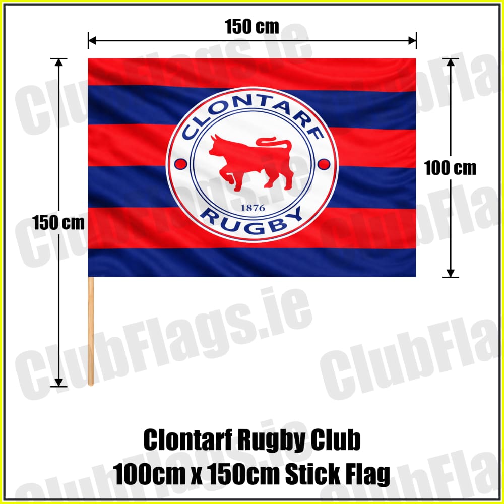 Clontarf Rugby Club 100cm x 150cm Stick Flag - ClubFlags.ie