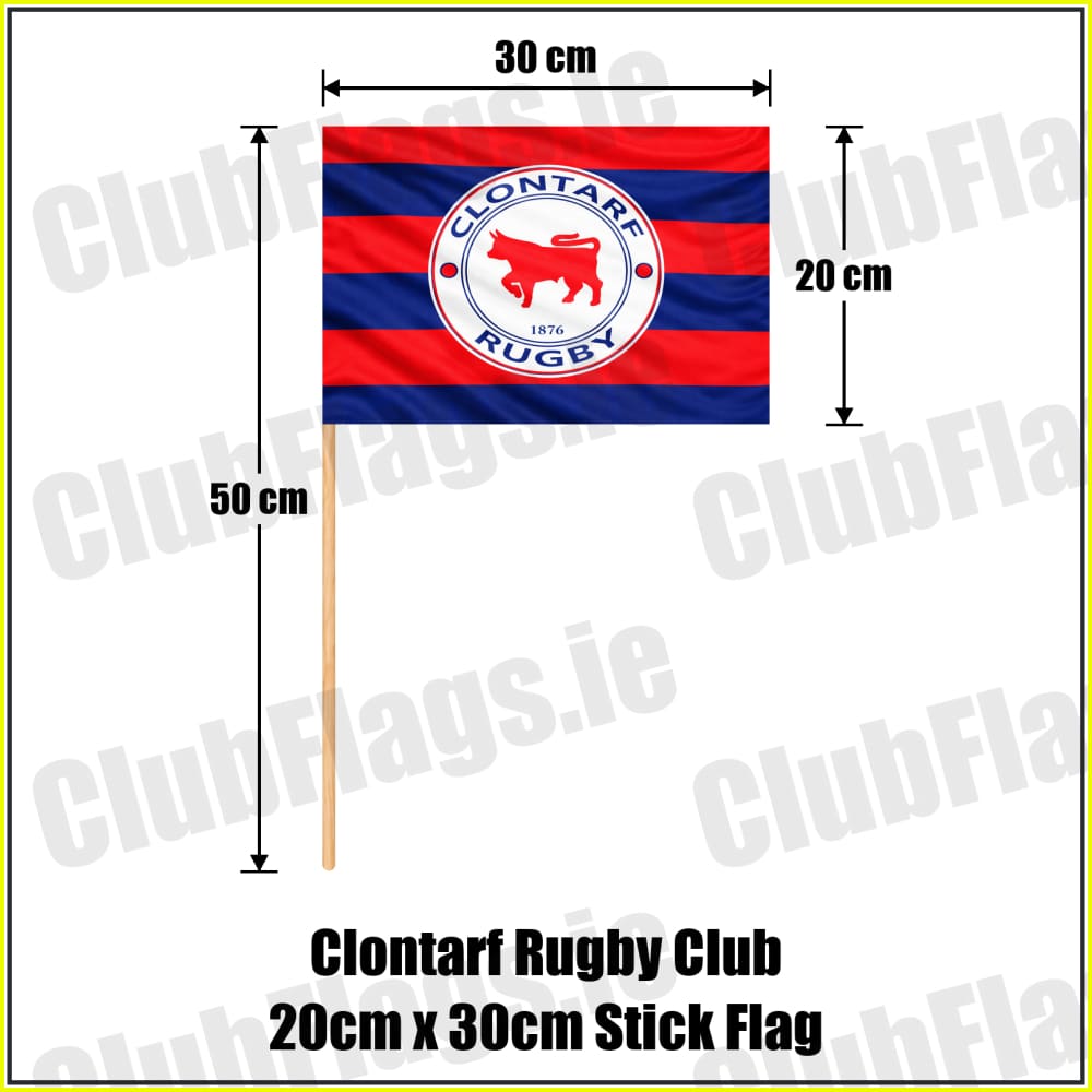 Clontarf Rugby Club 20cm x 30cm Stick Flag - ClubFlags.ie