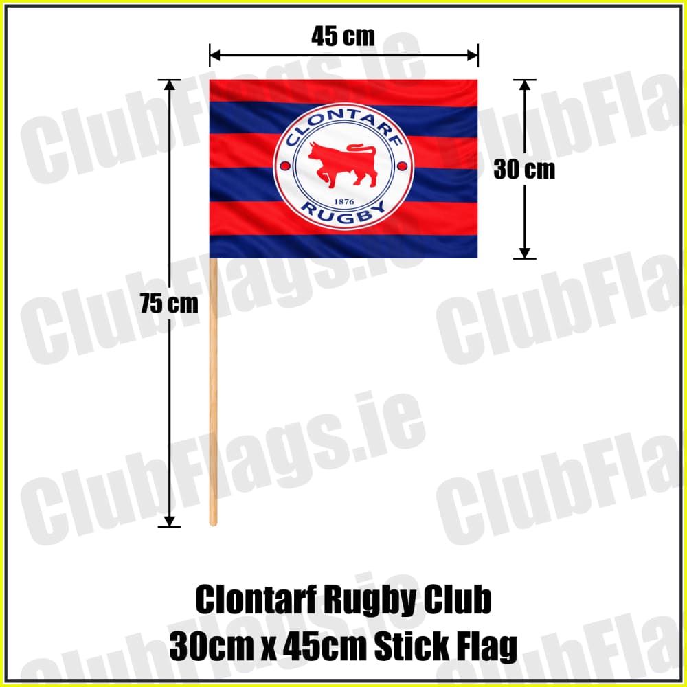 Clontarf Rugby Club 30cm x 45cm Stick Flag - ClubFlags.ie