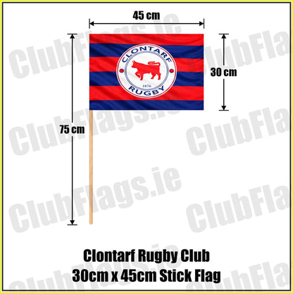 Clontarf Rugby Club 30cm x 45cm Stick Flag - ClubFlags.ie