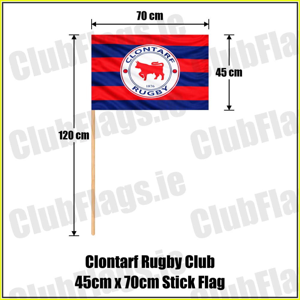 Clontarf Rugby Club 45cm x 70cm Stick Flag - ClubFlags.ie