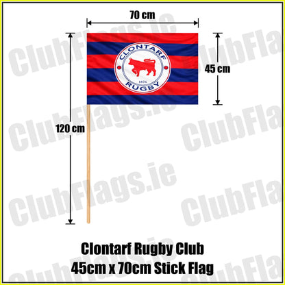Clontarf Rugby Club 45cm x 70cm Stick Flag - ClubFlags.ie