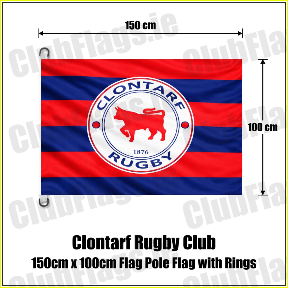 Clontarf Rugby Club 150cm x 100cm Flag Pole Flag with Rings - ClubFlags.ie
