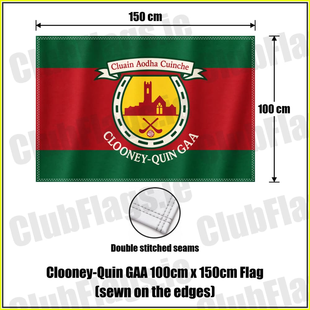 Clooney-Quin GAA 100cm x 150cm Flag (sewn on the edges) - ClubFlags.ie