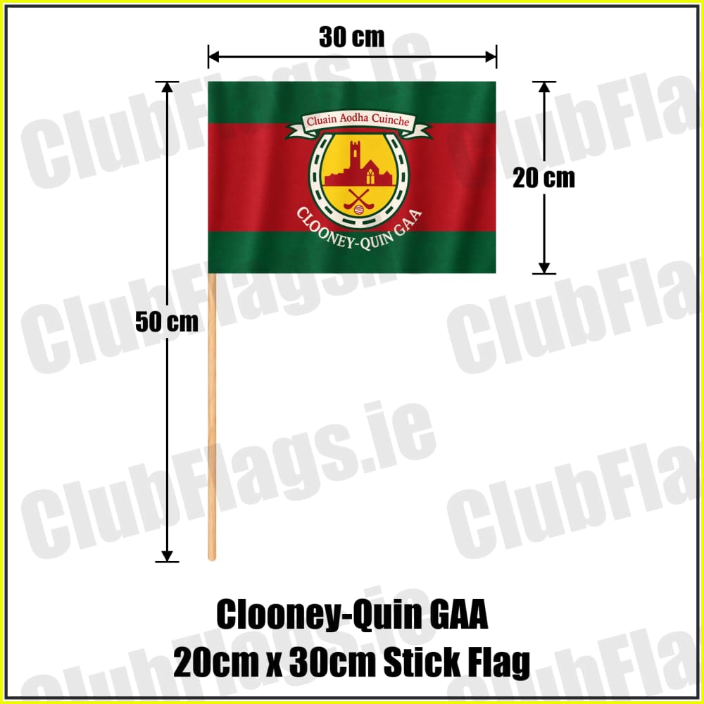 Clooney-Quin GAA 20cm x 30cm Stick Flag - ClubFlags.ie