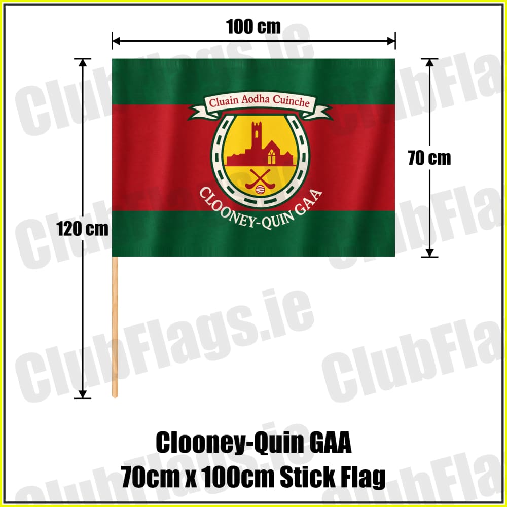 Clooney-Quin GAA 70cm x 100cm Stick Flag - ClubFlags.ie