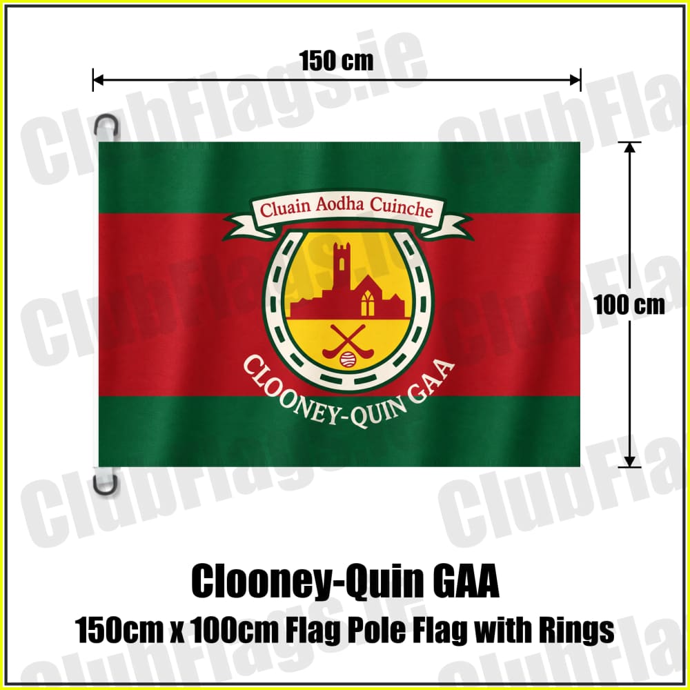 Clooney-Quin GAA 150cm x 100cm Flag Pole Flag with Rings - ClubFlags.ie
