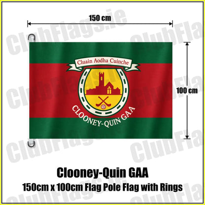Clooney-Quin GAA 150cm x 100cm Flag Pole Flag with Rings - ClubFlags.ie