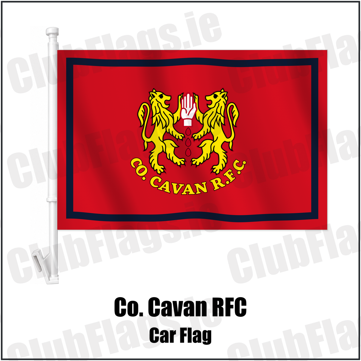 Co. Cavan RFC Car Flag with the club crest and colours, Cavan Rugby - ClubFlags.ie