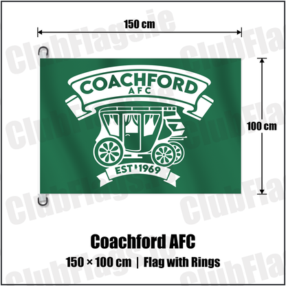 Coachford AFC 150cm x 100cm Flag Pole Flag with Rings with the club crest and colours, Cork Football - ClubFlags.ie