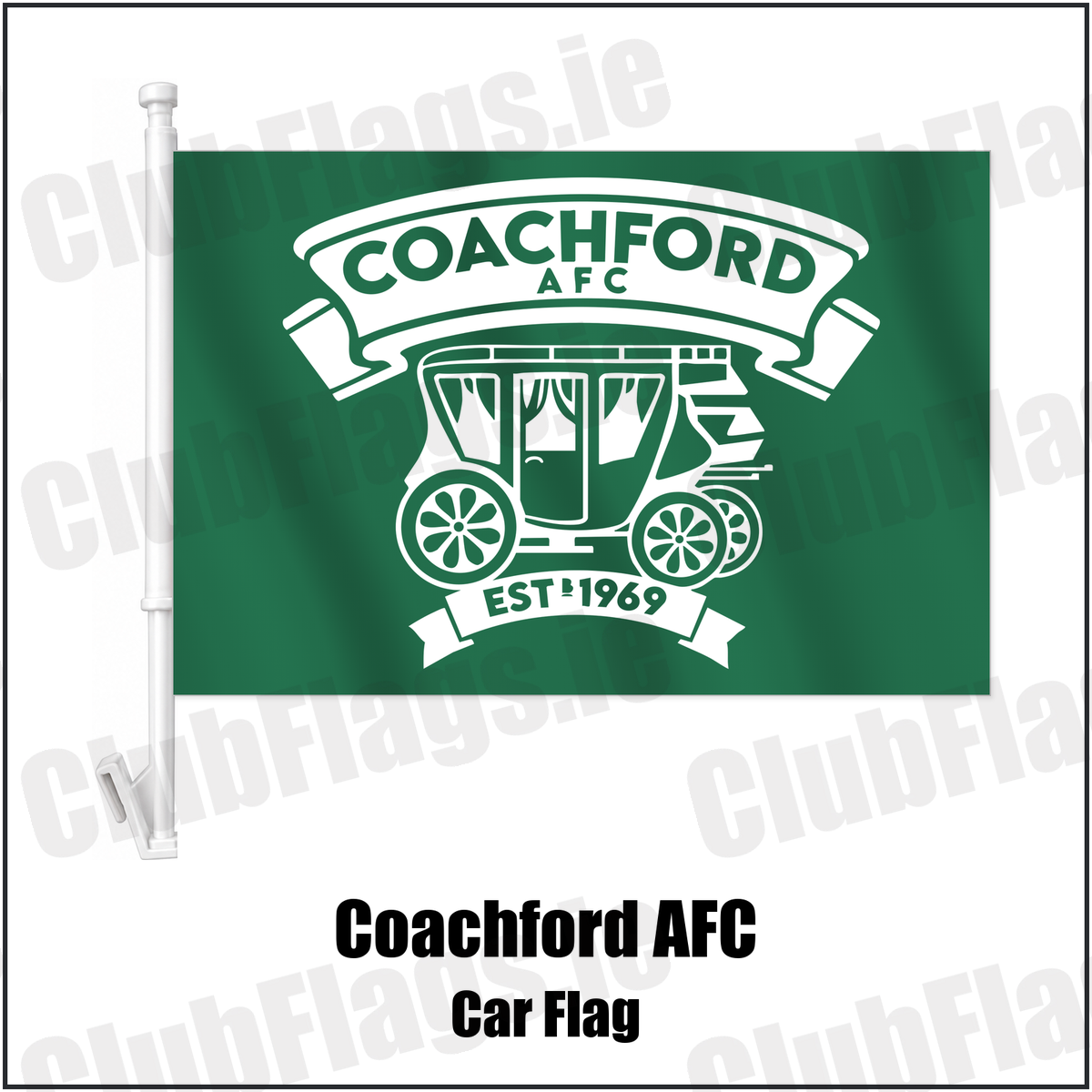 Coachford AFC Car Flag with the club crest and colours, Cork Football - ClubFlags.ie