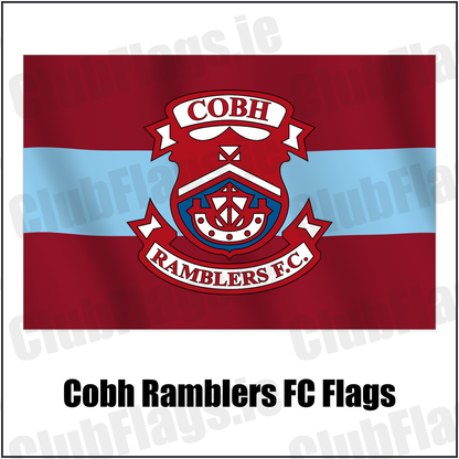 Cobh Ramblers FC Flags with the verified club crest and colours, Cork Football - ClubFlags.ie
