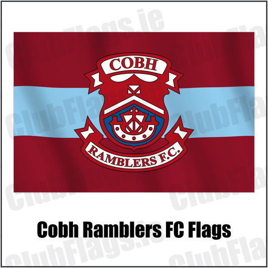 Cobh Ramblers FC Flags with the verified club crest and colours, Cork Football - ClubFlags.ie