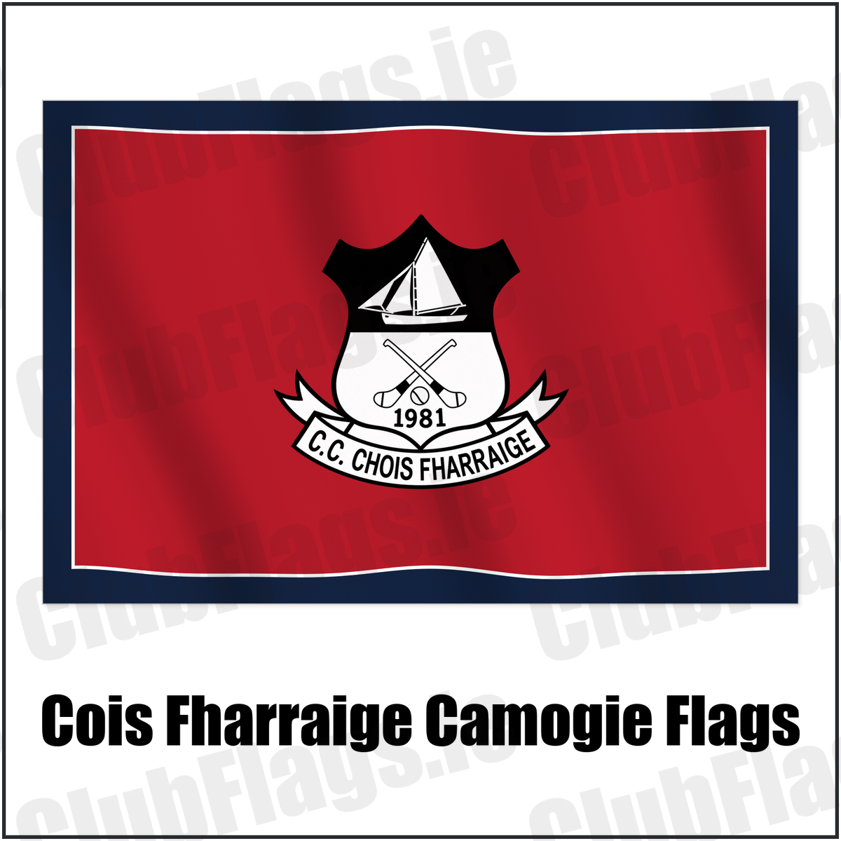 Cois Fharraige Camogie Flags with the club crest and colours, Galway GAA - ClubFlags.ie