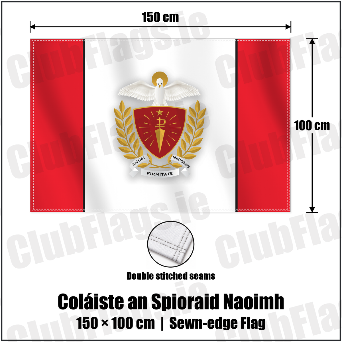 Coláiste an Spioraid Naoimh 100cm x 150cm Flag (sewn on the edges) with the club crest and colours, Cork GAA - ClubFlags.ie
