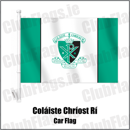 Coláiste Chríost Rí Car Flag with the club crest and colours, Cork GAA - ClubFlags.ie