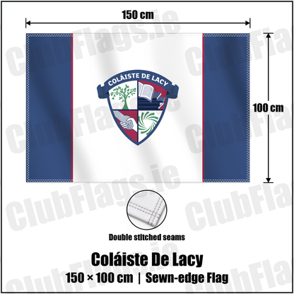 Coláiste De Lacy 100cm x 150cm Flag (sewn on the edges) with the club crest and colours, Meath GAA - ClubFlags.ie