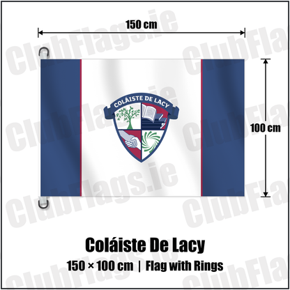 Coláiste De Lacy 150cm x 100cm Flag Pole Flag with Rings with the club crest and colours, Meath GAA - ClubFlags.ie